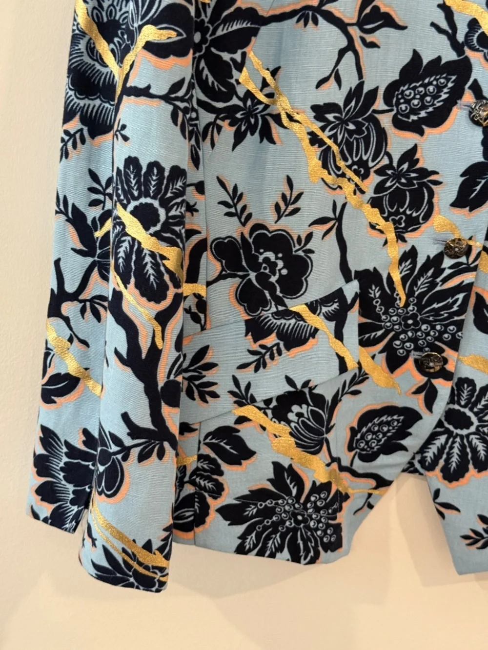 Vintage Bazar by Christian Lacroix blue floral blazer jacket, made France, EU 42 - Picture 4 of 14